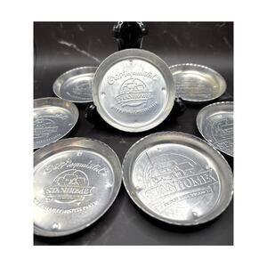 Vintage 1950s Aluminum Stanley Home Coasters “Get Acquainted” Set of 7 Bar-top